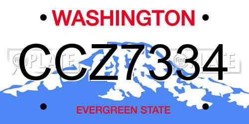 CCZ7334 Washington License Plate