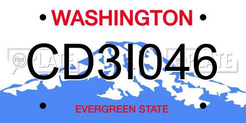 CD3I046 Washington License Plate