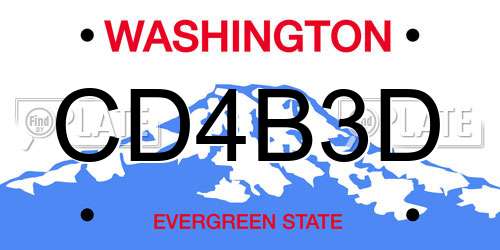 CD4B3D Washington License Plate