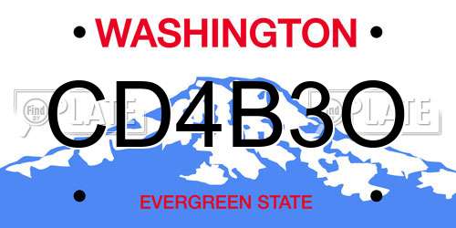 CD4B3O Washington License Plate