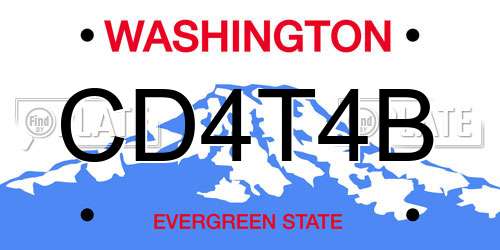 CD4T4B Washington License Plate