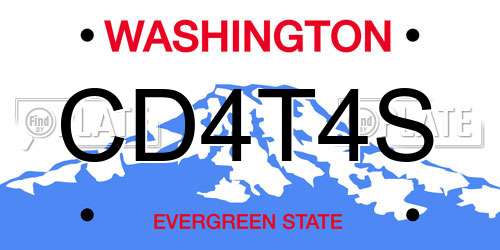 CD4T4S Washington License Plate