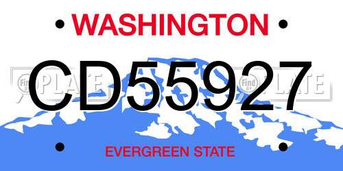 CD55927 Washington License Plate