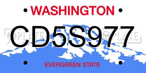 CD5S977 Washington License Plate