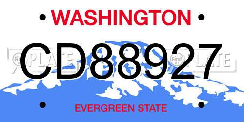 CD88927 Washington License Plate