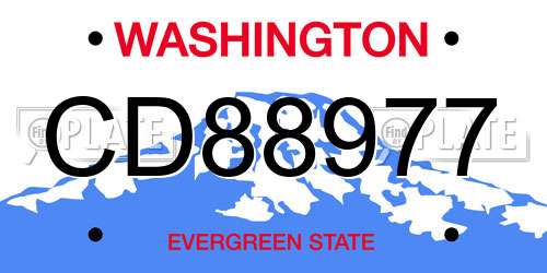 CD88977 Washington License Plate
