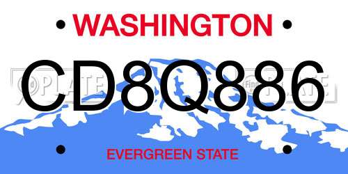 CD8Q886 Washington License Plate