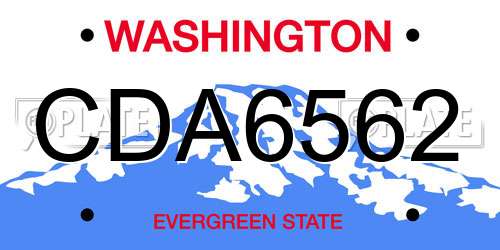 CDA6562 Washington License Plate