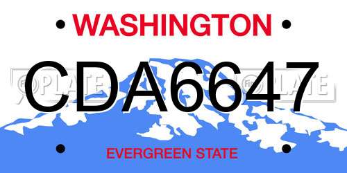 CDA6647 Washington License Plate