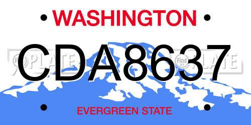 CDA8637 Washington License Plate