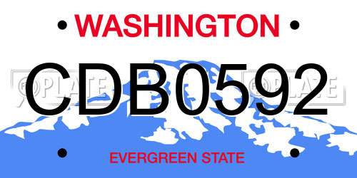CDB0592 Washington License Plate