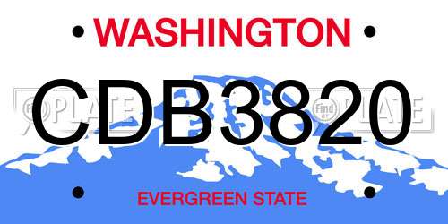 CDB3820 Washington License Plate