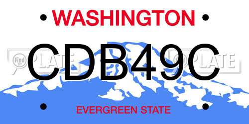 CDB49C Washington License Plate