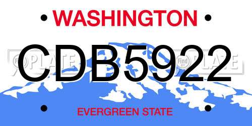 CDB5922 Washington License Plate