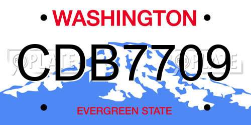 CDB7709 Washington License Plate