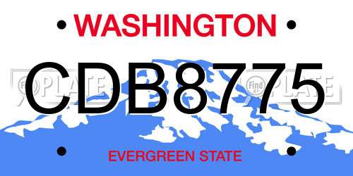 CDB8775 Washington License Plate