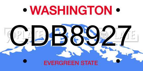 CDB8927 Washington License Plate