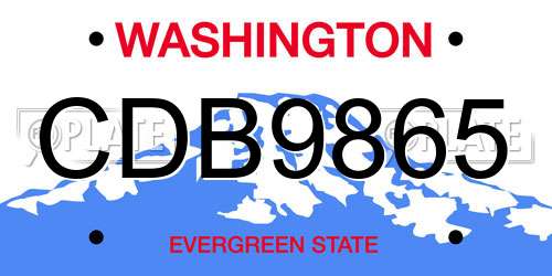 CDB9865 Washington License Plate