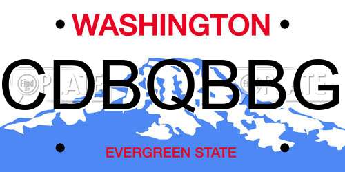 CDBQBBG Washington License Plate