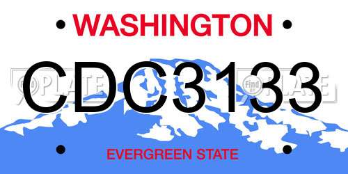 CDC3133 Washington License Plate