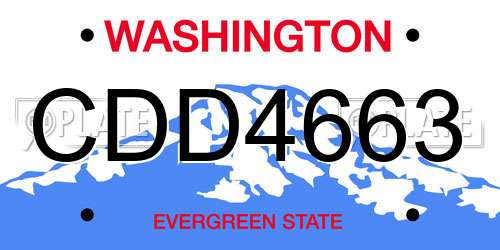 CDD4663 Washington License Plate