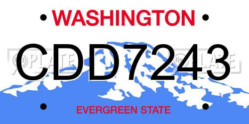CDD7243 Washington License Plate
