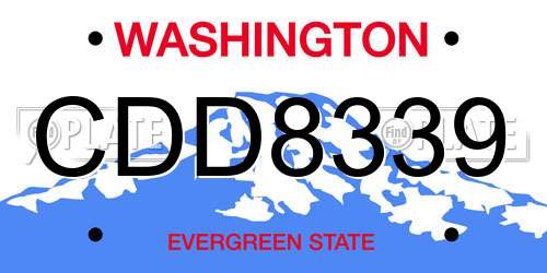 CDD8339 Washington License Plate