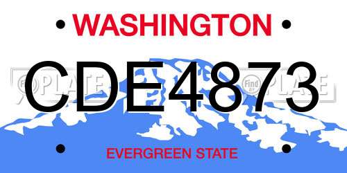 CDE4873 Washington License Plate