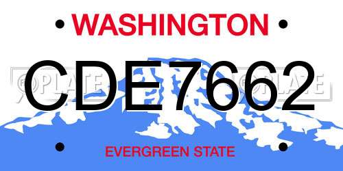 CDE7662 Washington License Plate