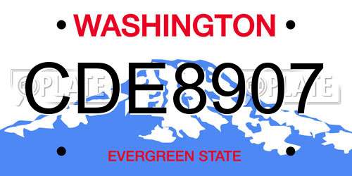 CDE8907 Washington License Plate