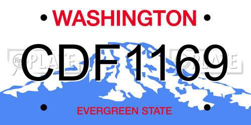 CDF1169 Washington License Plate
