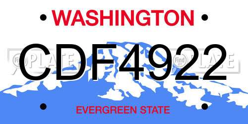 CDF4922 Washington License Plate