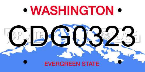 CDG0323 Washington License Plate