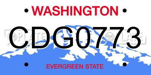 CDG0773 Washington License Plate