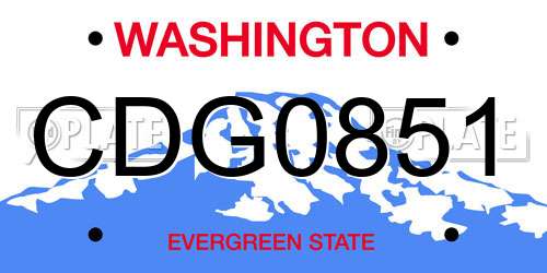CDG0851 Washington License Plate