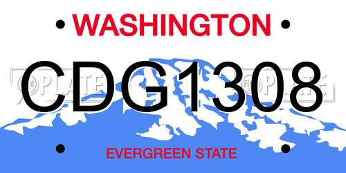 CDG1308 Washington License Plate