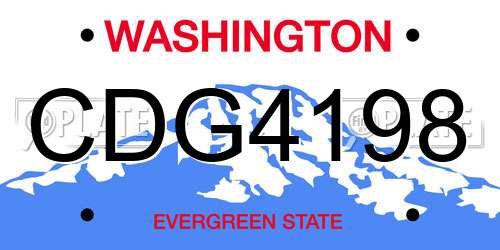 CDG4198 Washington License Plate