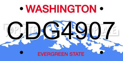 CDG4907 Washington License Plate