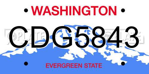CDG5843 Washington License Plate