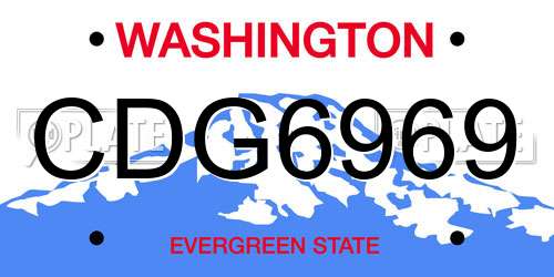 CDG6969 Washington License Plate