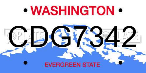CDG7342 Washington License Plate