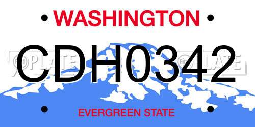 CDH0342 Washington License Plate