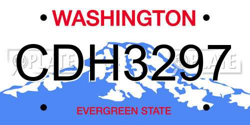 CDH3297 Washington License Plate