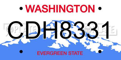CDH8331 Washington License Plate