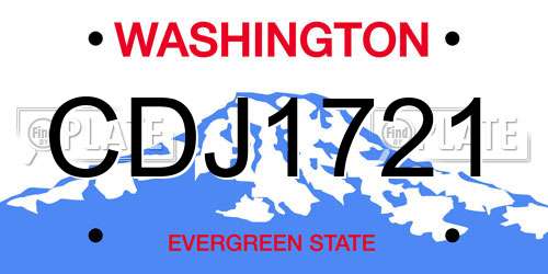 CDJ1721 Washington License Plate