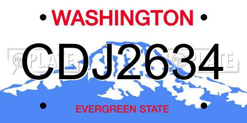 CDJ2634 Washington License Plate