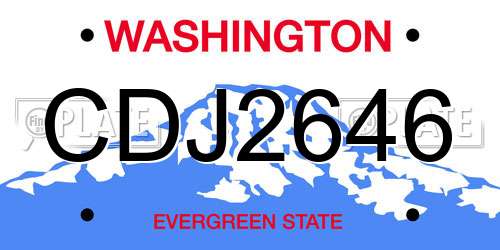 CDJ2646 Washington License Plate