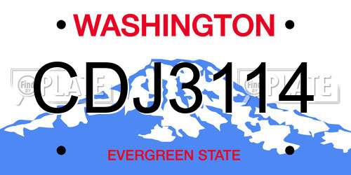 CDJ3114 Washington License Plate