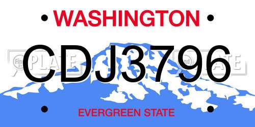 CDJ3796 Washington License Plate