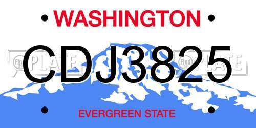 CDJ3825 Washington License Plate